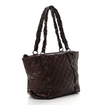 Chanel Distressed Lambskin Vintage Ligne Lady Braid Tote Brown 4 of 14