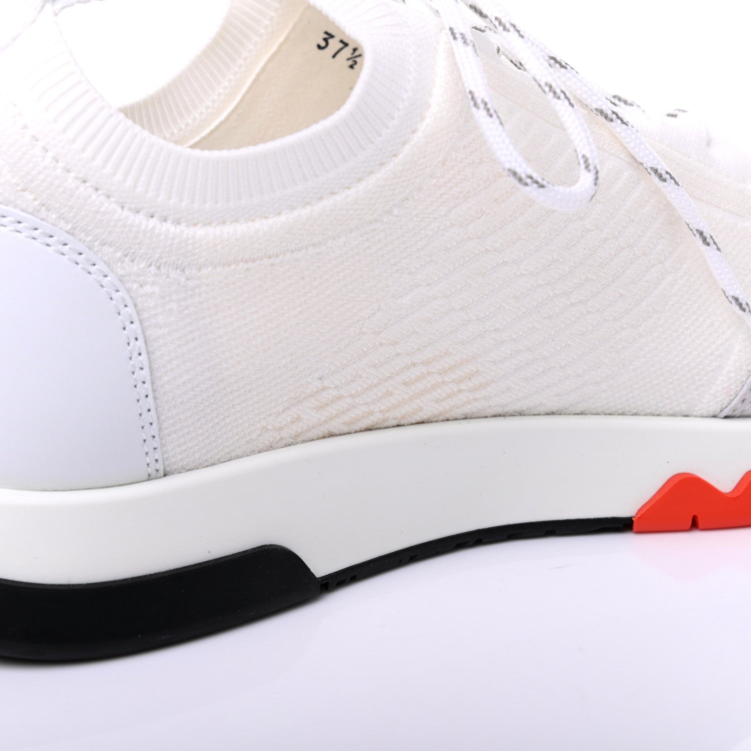 Hermes Knit Womens Addict Sneakers 37.5 White 10 of 10