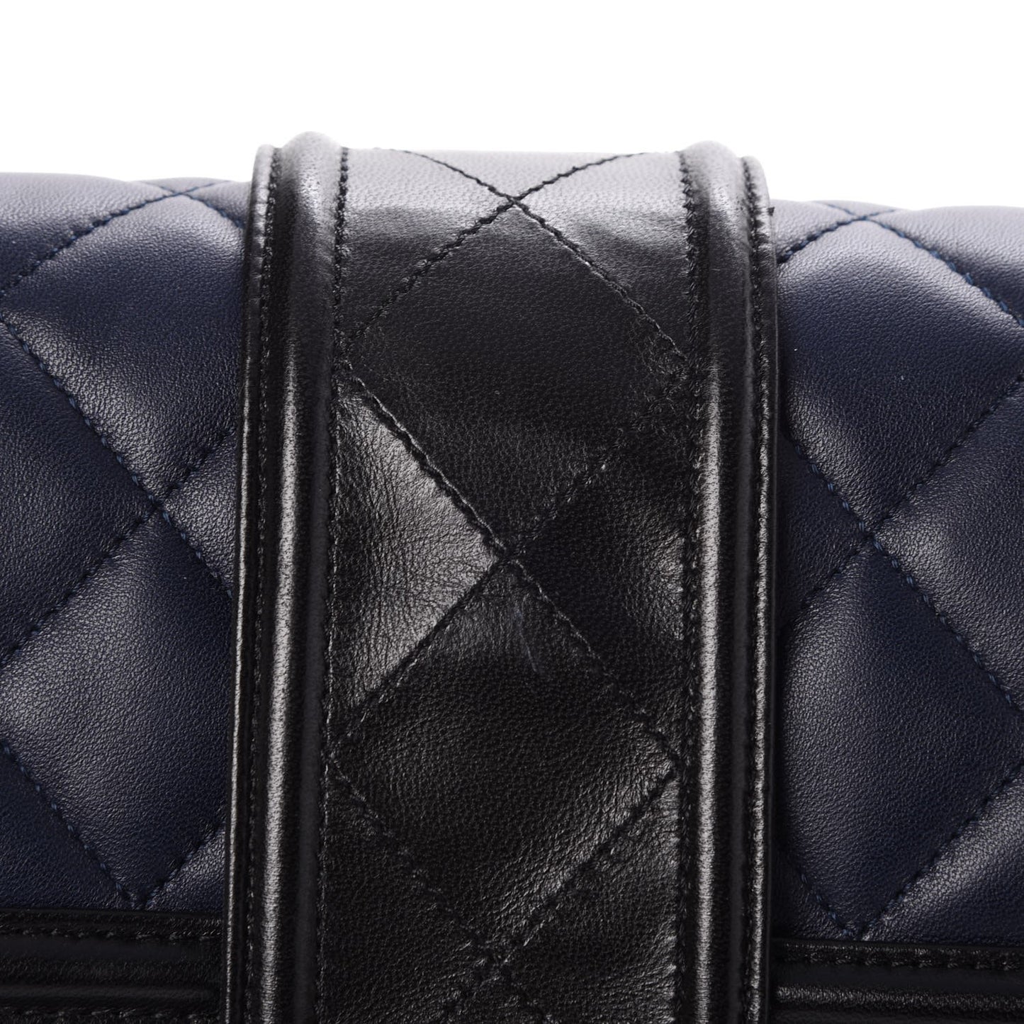 Calfskin Quilted Large Elegant CC Flap Navy Black