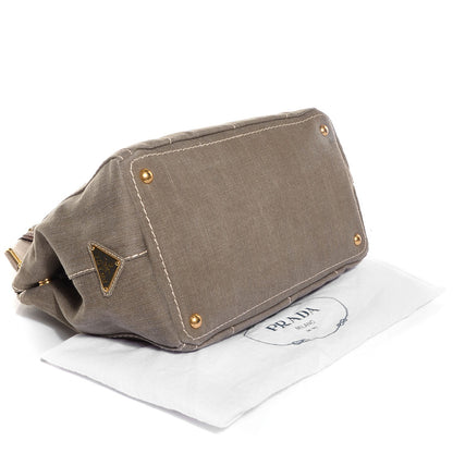 Prada Denim Logo Tote Militare 4 of 10