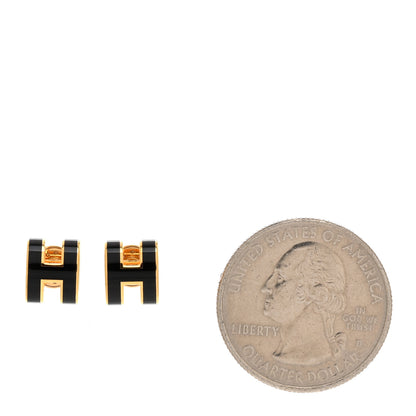 Hermes Gold Lacquered Mini Pop H Earrings Black 2 of 7