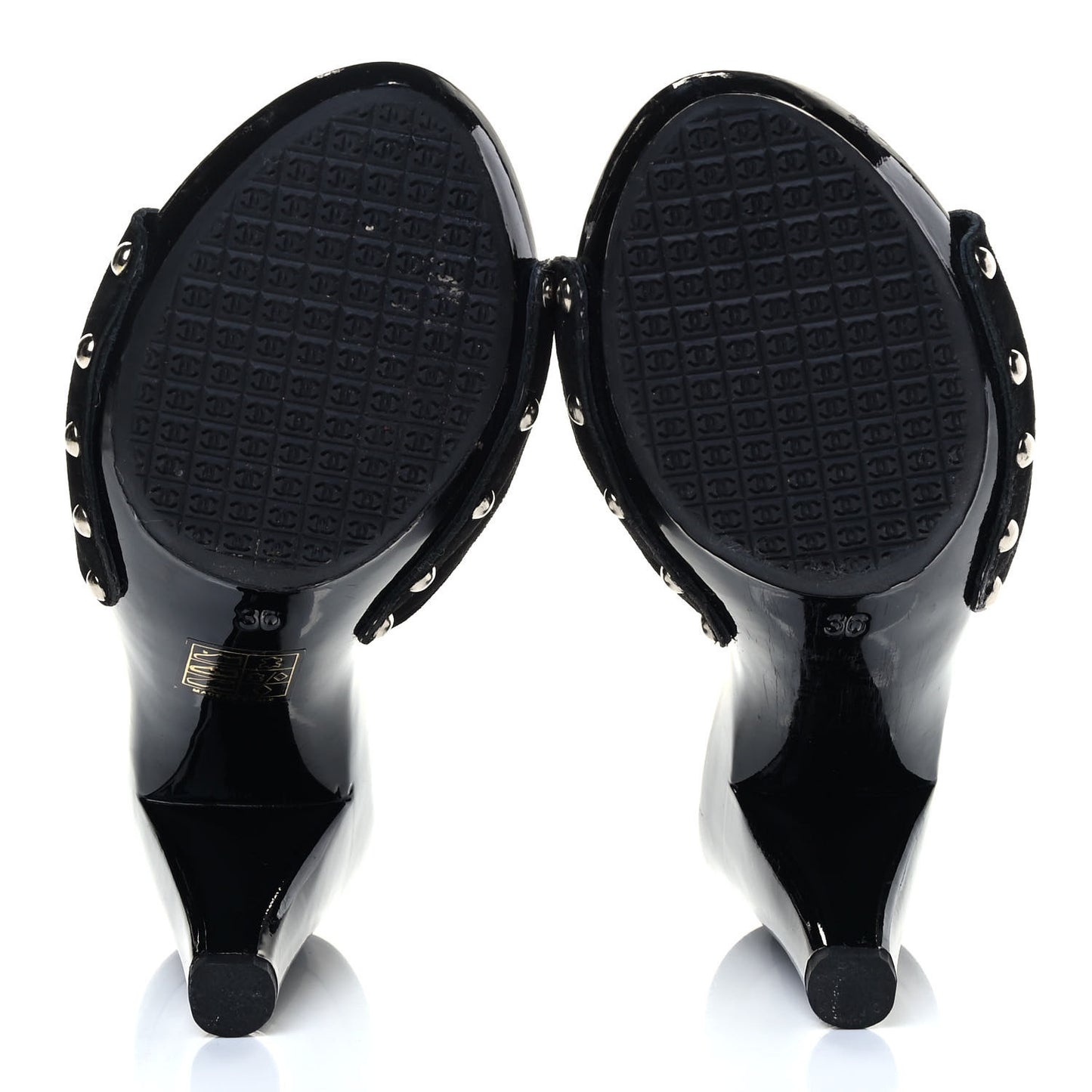 Suede CC Buckle Clogs 36 Black