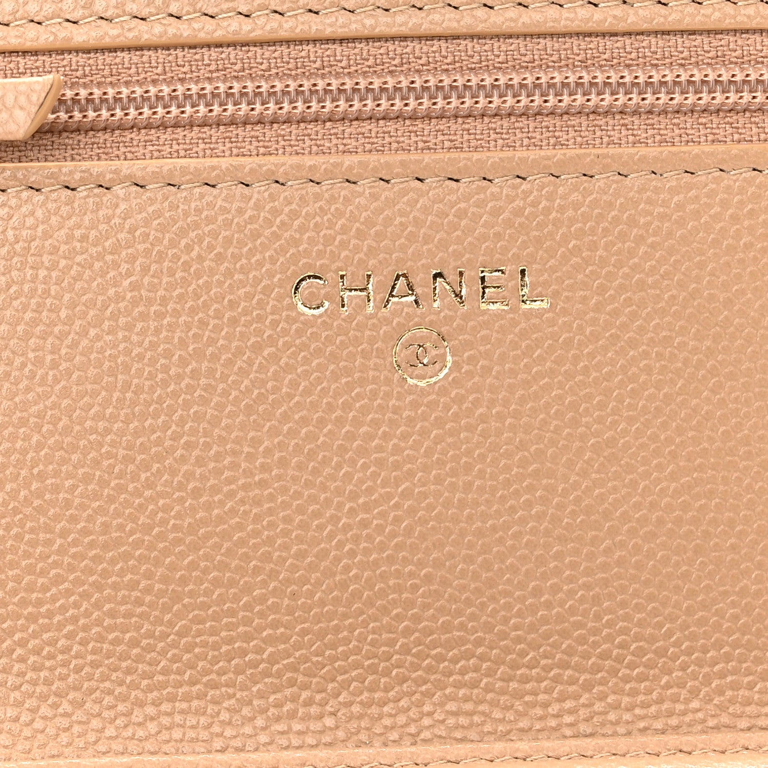 Chanel Caviar Quilted Crystal CC Wallet On Chain WOC Beige 5 of 11