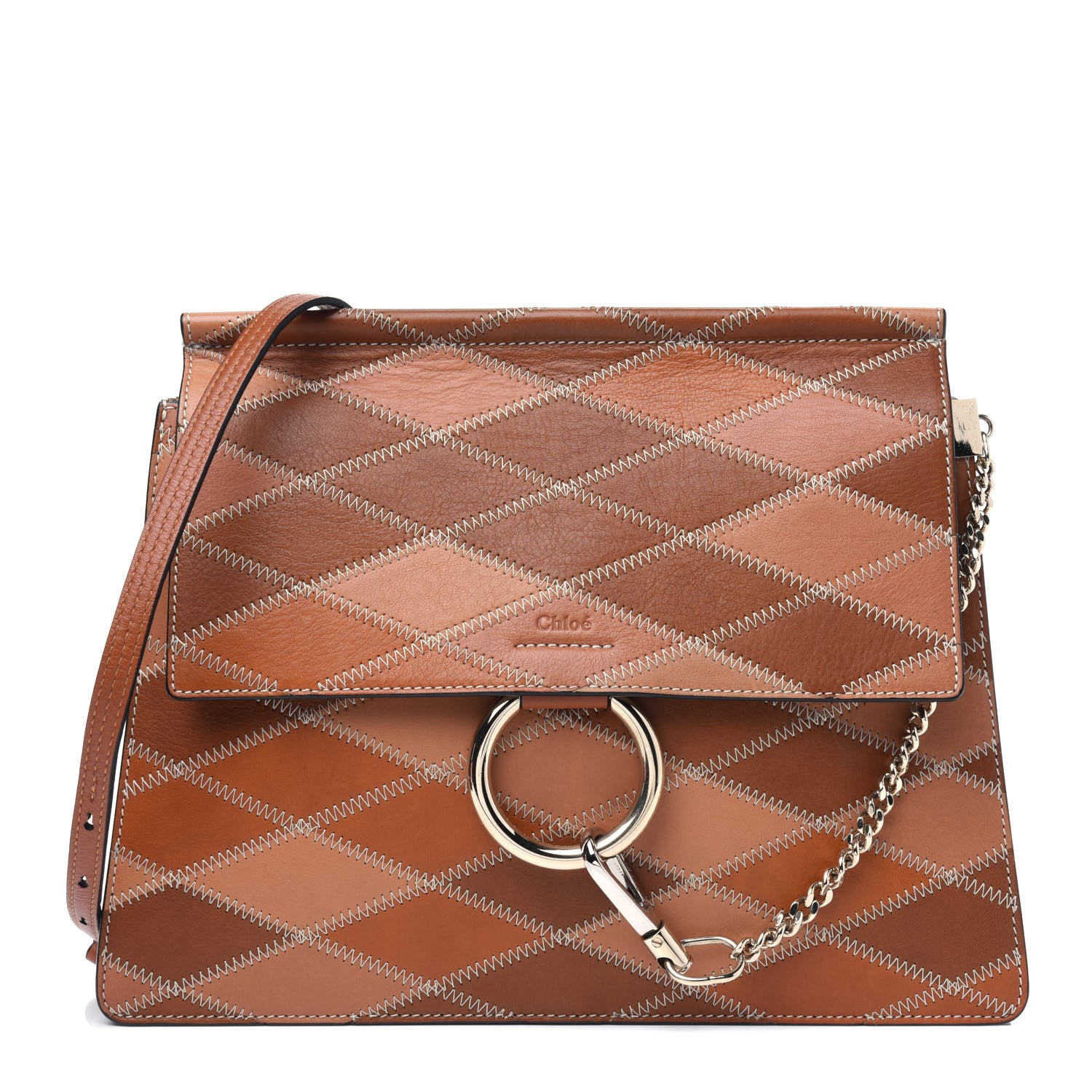 Chloe Calfskin Patchwork Medium Faye Shoulder Bag Caramel 1 of 17
