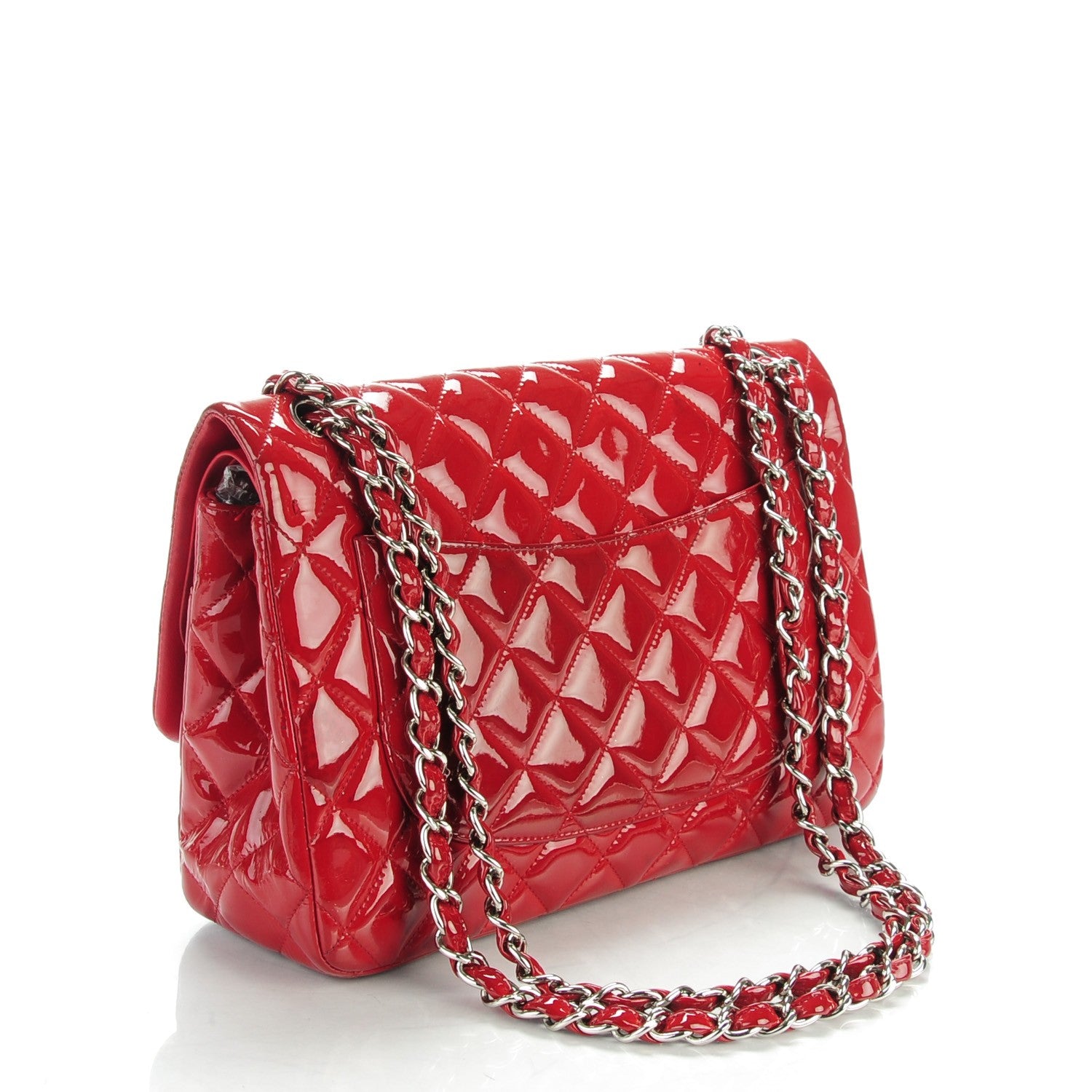 Chanel Patent Quilted Jumbo Double Flap Dark Red 3 of 10