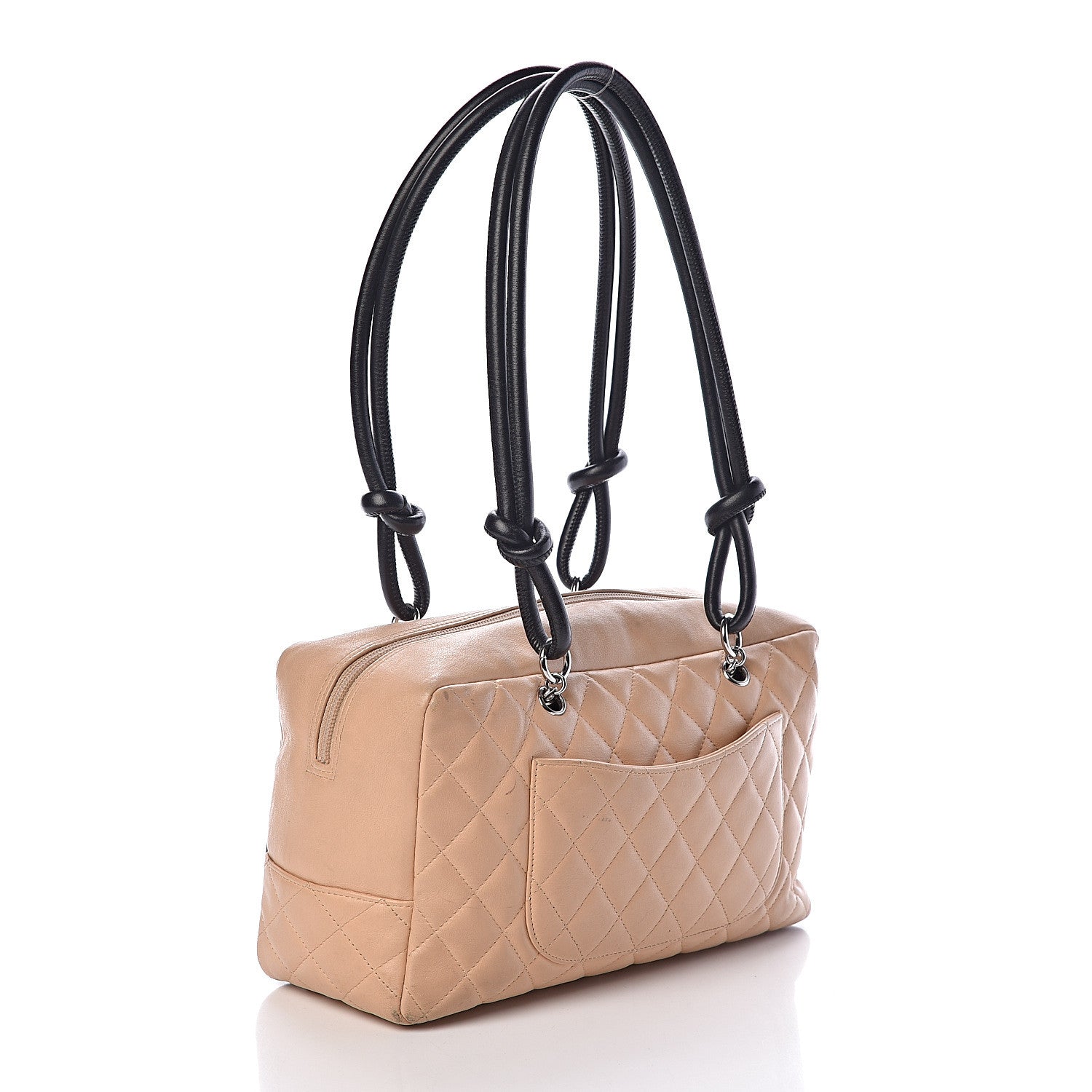 Chanel Calfskin Quilted Large Cambon Bowler Beige Black 3 of 9
