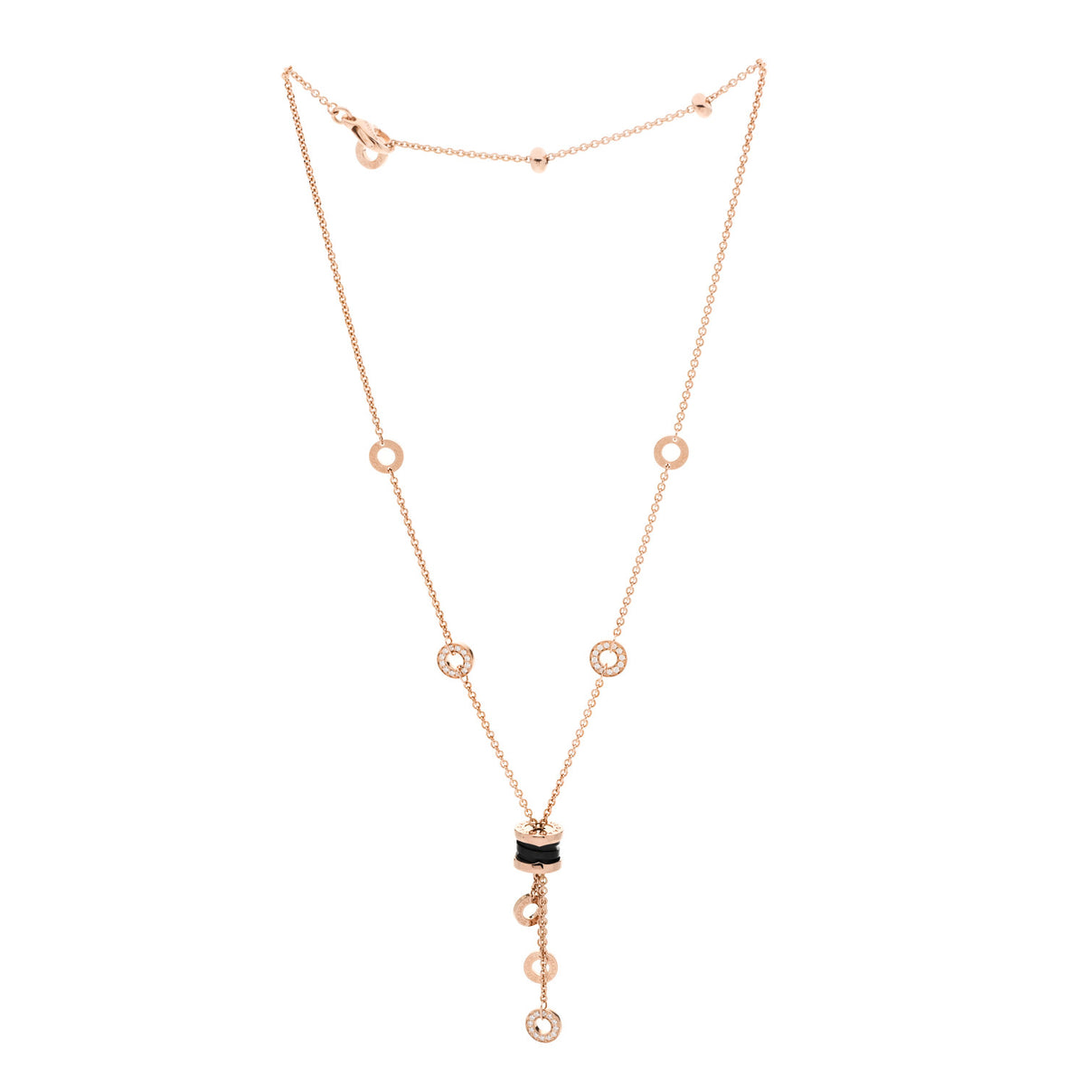 18K Rose Gold Diamond Black Ceramic B.Zero1 Necklace
