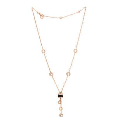 Bulgari 18K Rose Gold Diamond Black Ceramic B.Zero1 Necklace 3 of 6