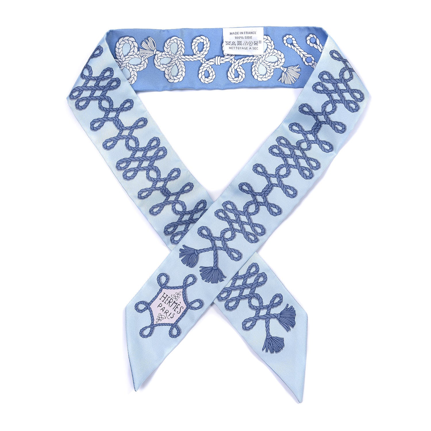 Hermes Silk Galons Et Brandebourg Twilly Ciel Ocean White 1 of 4