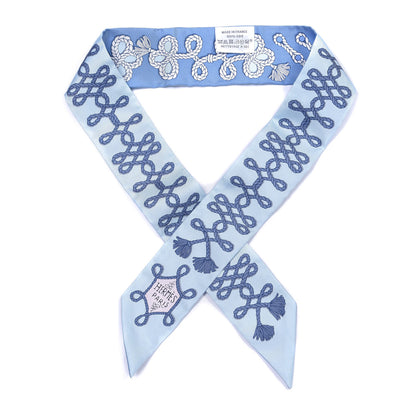 Hermes Silk Galons Et Brandebourg Twilly Ciel Ocean White 1 of 4