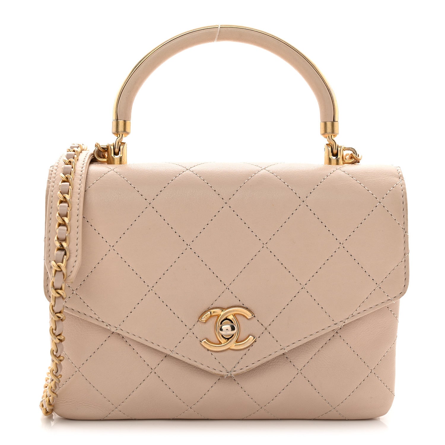 Chanel Lambskin Quilted Small Trendy Spirit Top Handle Bag Beige 1 of 12