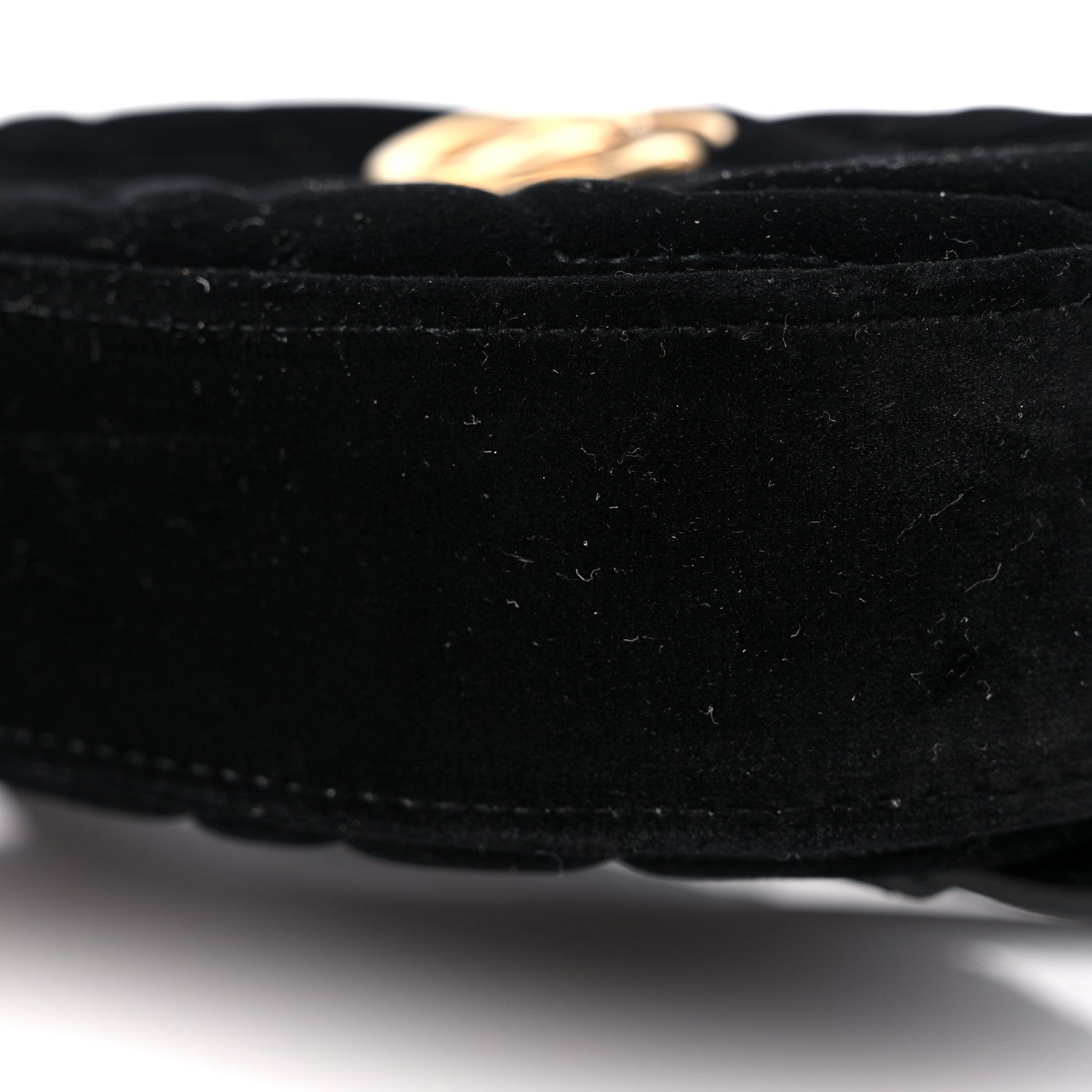 Gucci Velvet Matelasse GG Marmont Belt Bag 85 34 Black 10 of 11