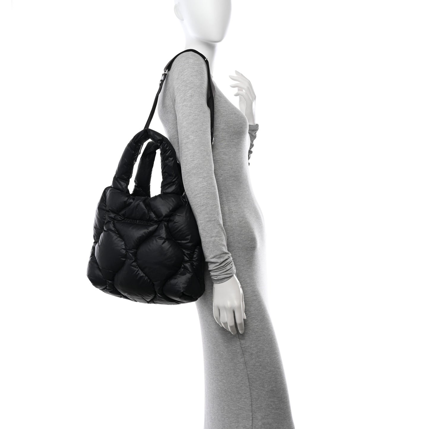 Padded Nylon Quilted Tote Black
