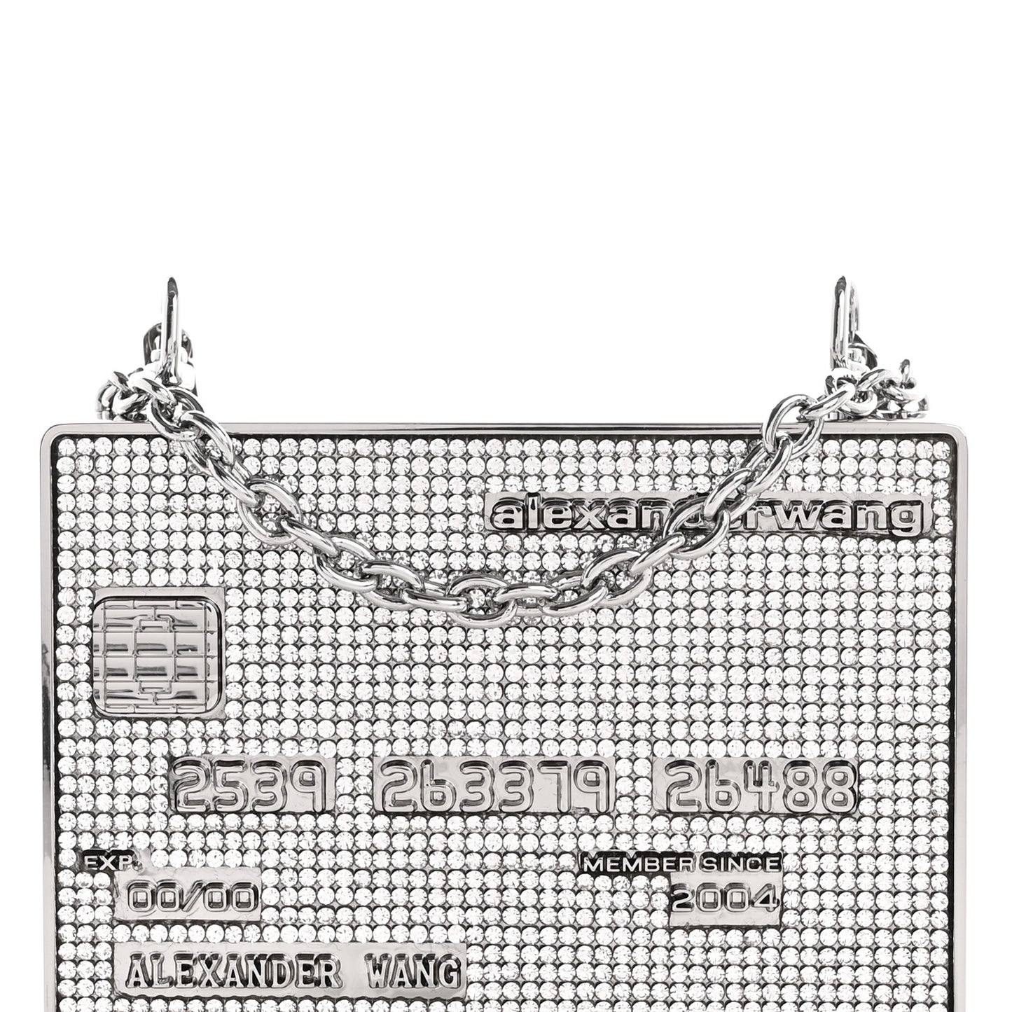 Crystal Credit Card Wangloc Minaudiere Clutch  Silver