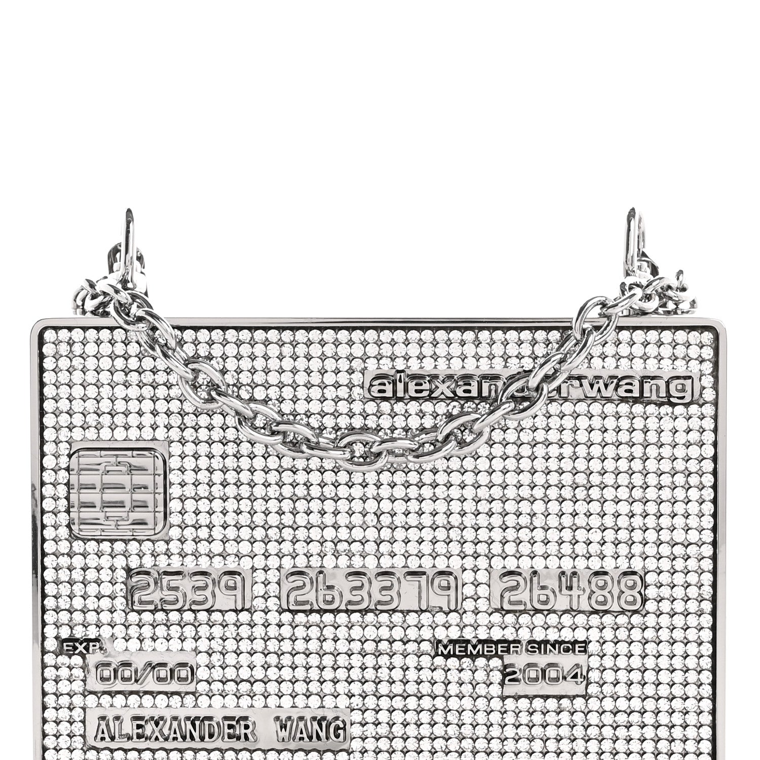 Alexander Wang Crystal Credit Card Wangloc Minaudiere Clutch  Silver 7 of 11