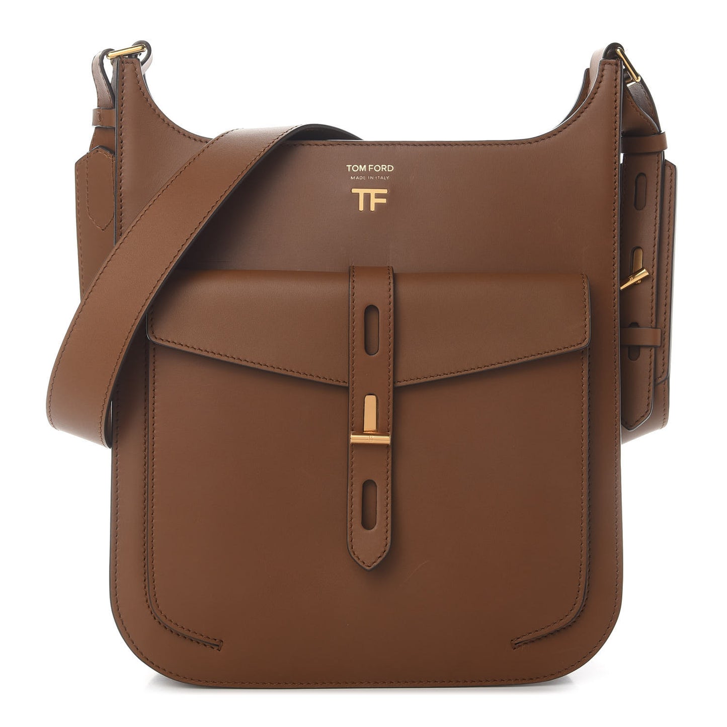 Calfskin T Twist Crossbody Bag Brown