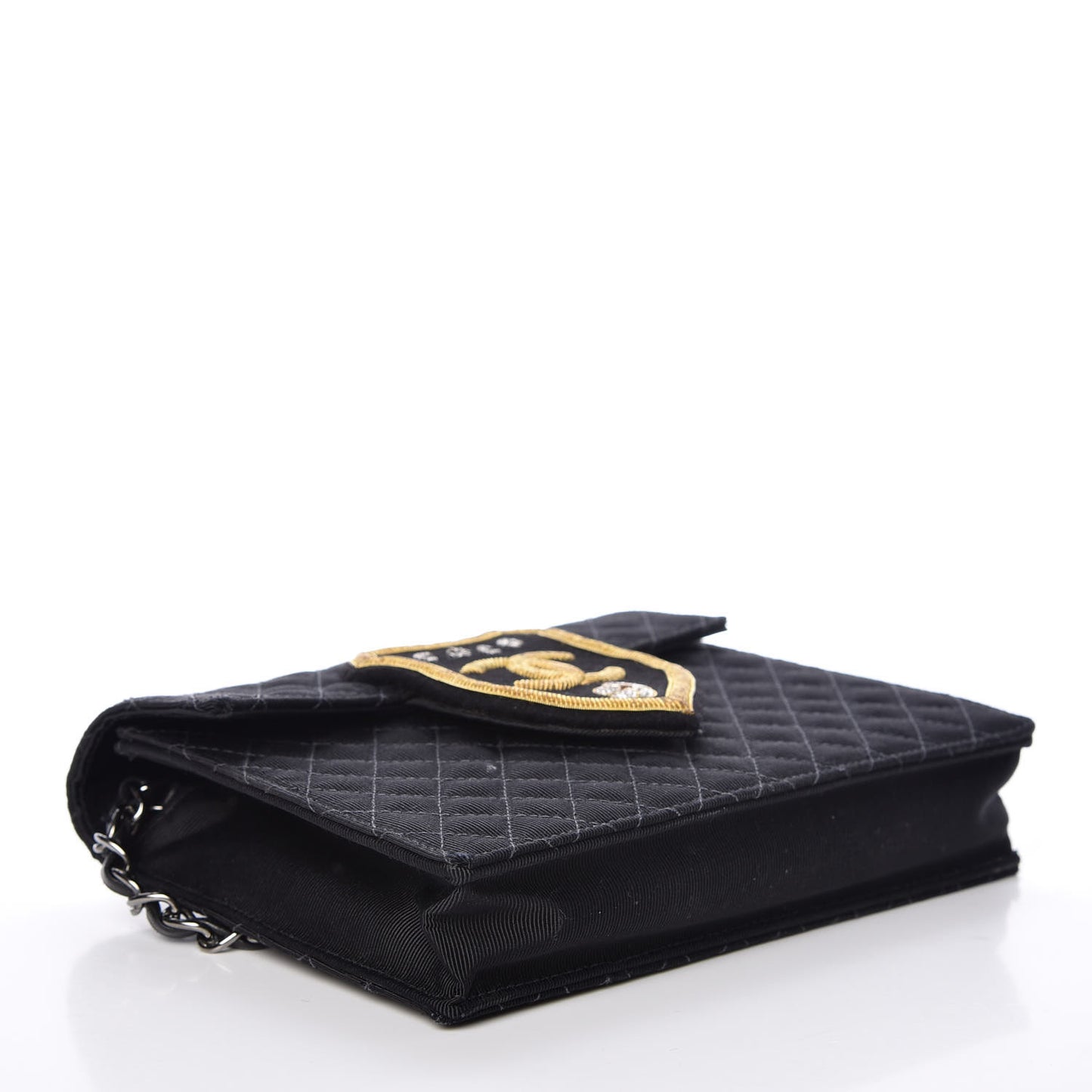 Grosgrain Quilted Embroidered Patch Flap Black