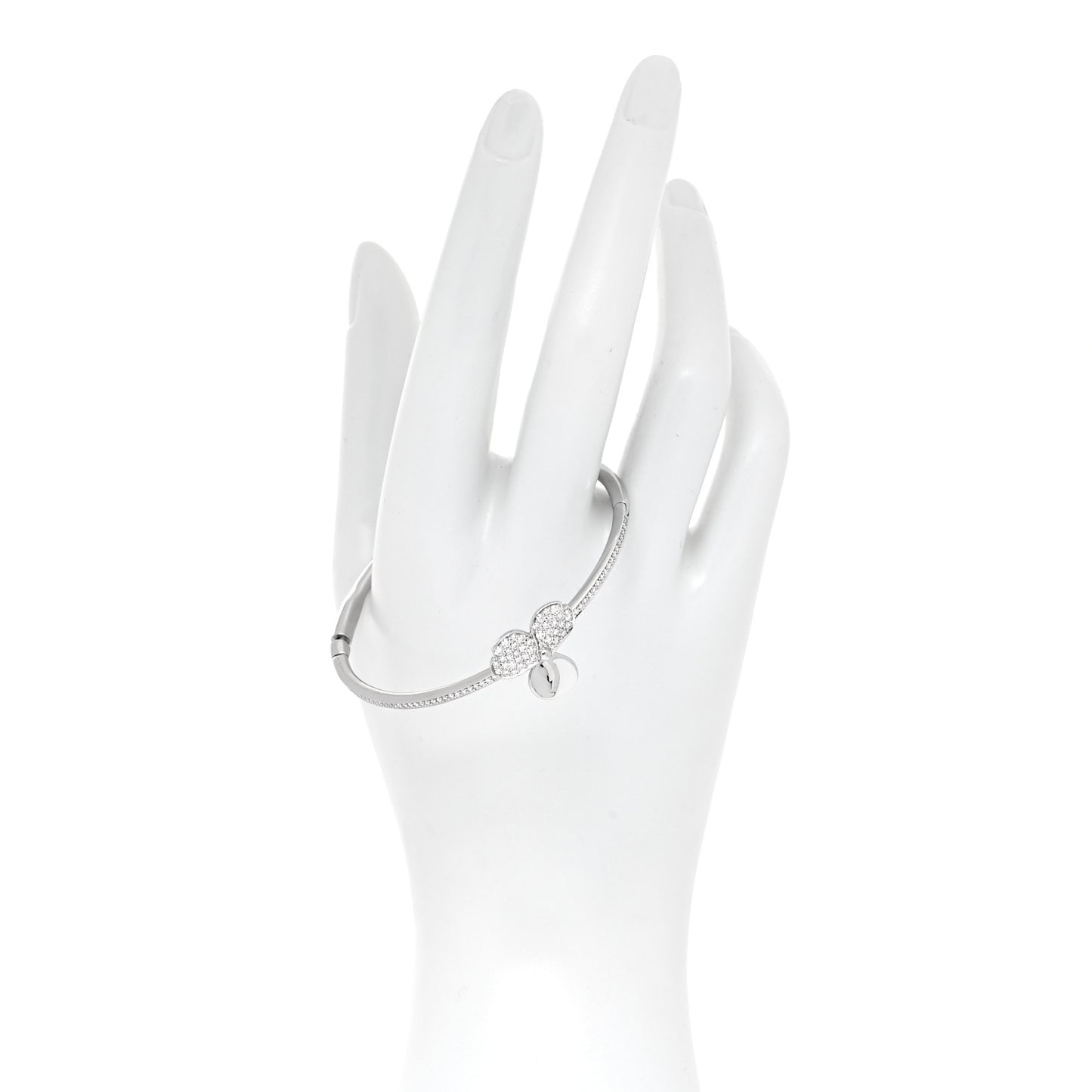 Platinum Diamond Paper Flowers Hinged Bangle Bracelet