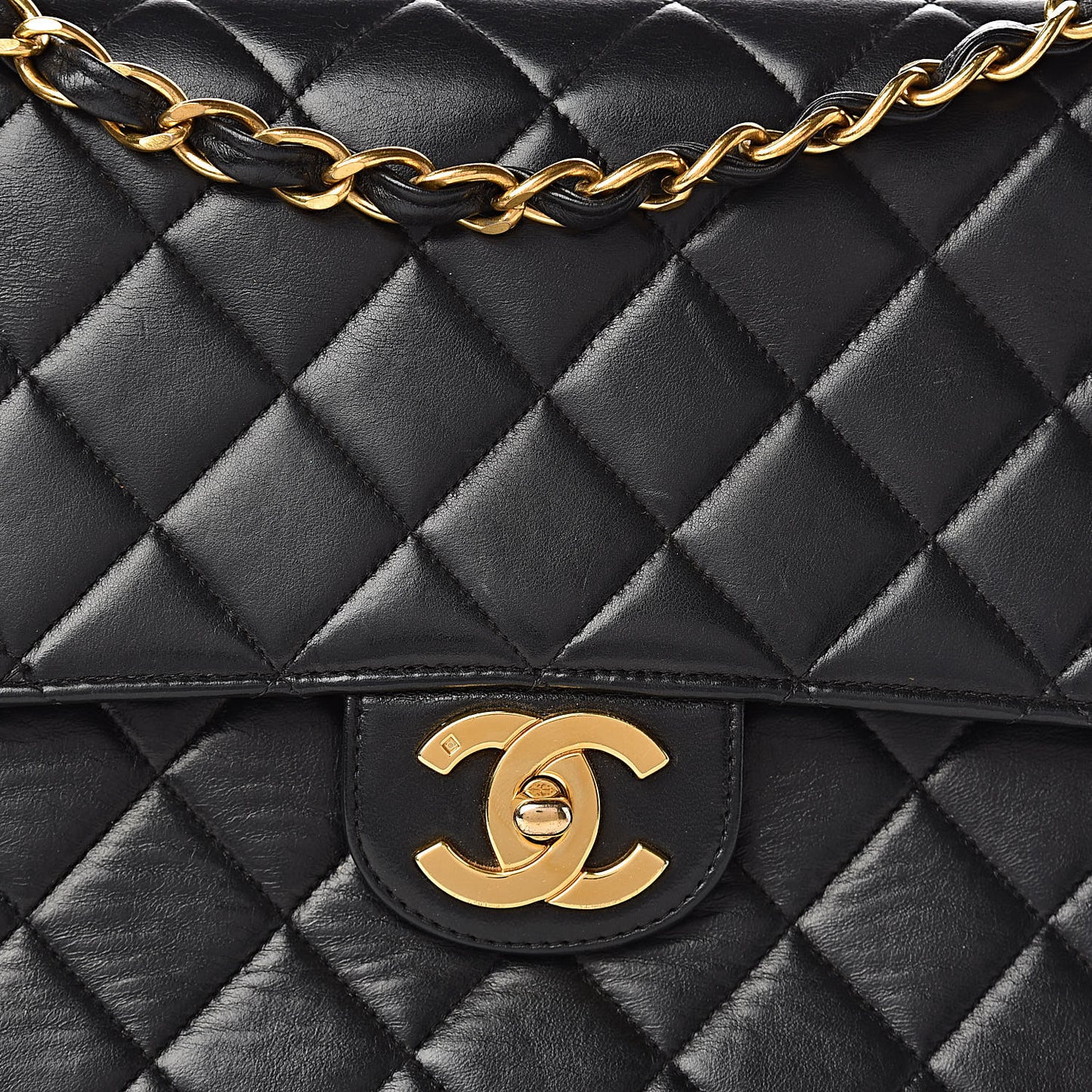 Lambskin Quilted Jumbo Single Flap Black