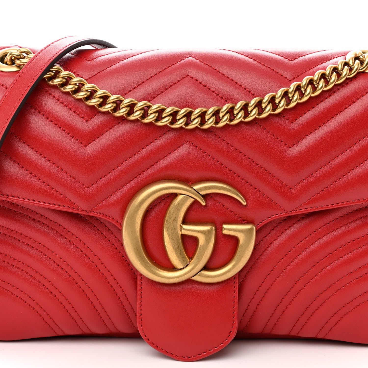 Gucci Calfskin Matelasse Medium GG Marmont Shoulder Bag Hibiscus Red 7 of 9