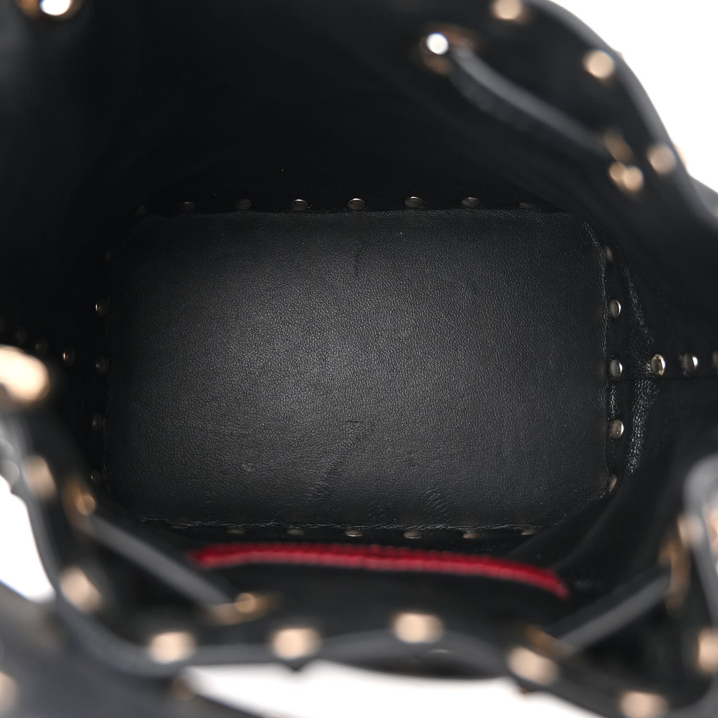 Nappa Mini Rockstud Spike Bucket Bag Black