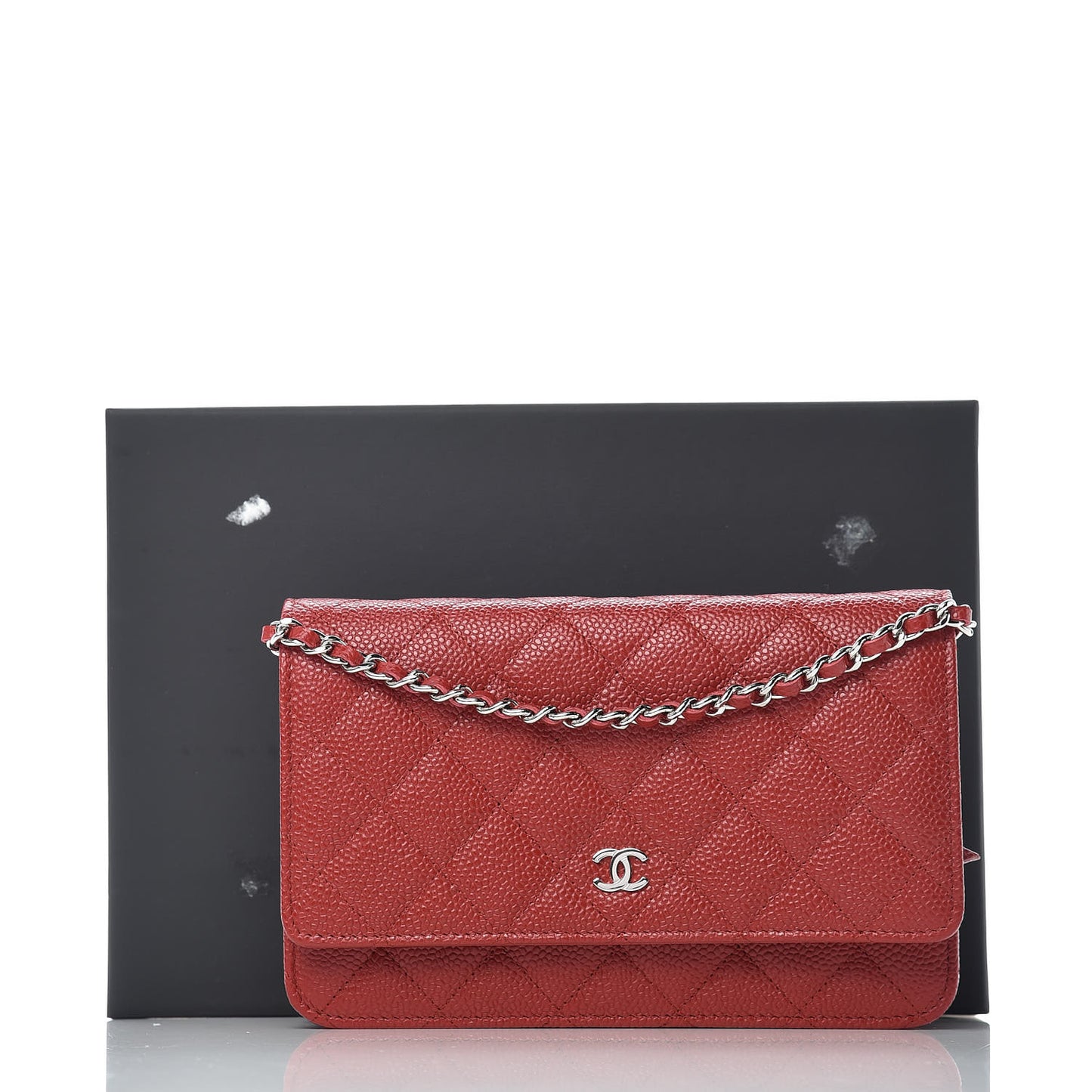 Caviar Quilted Wallet on Chain WOC Red