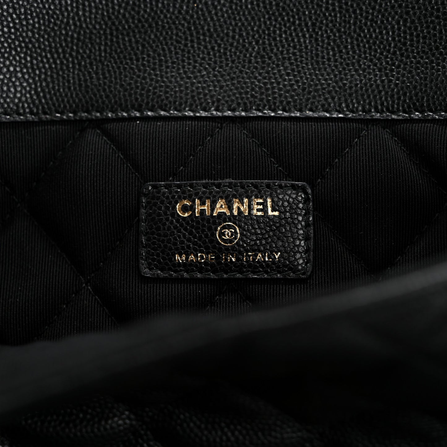 Caviar Quilted Large Golden Class Pouch Black