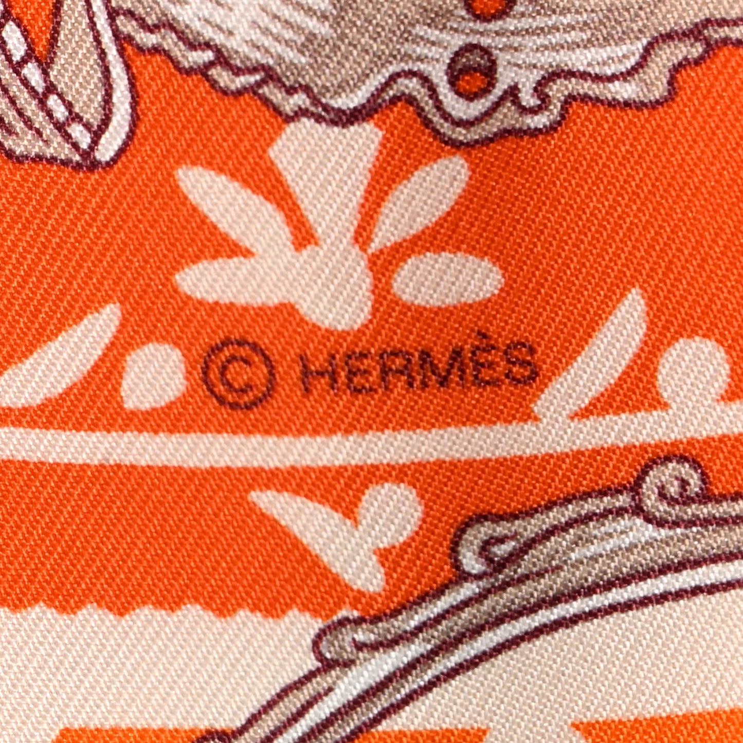 Silk Etriers Remix Twilly Orange Creme Beige