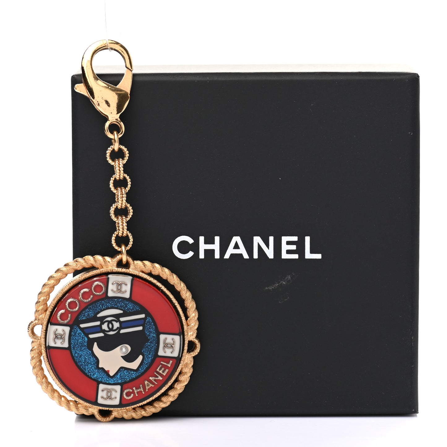 Resin Metal Pearl Lifesaver Bag Charm Red Blue Gold