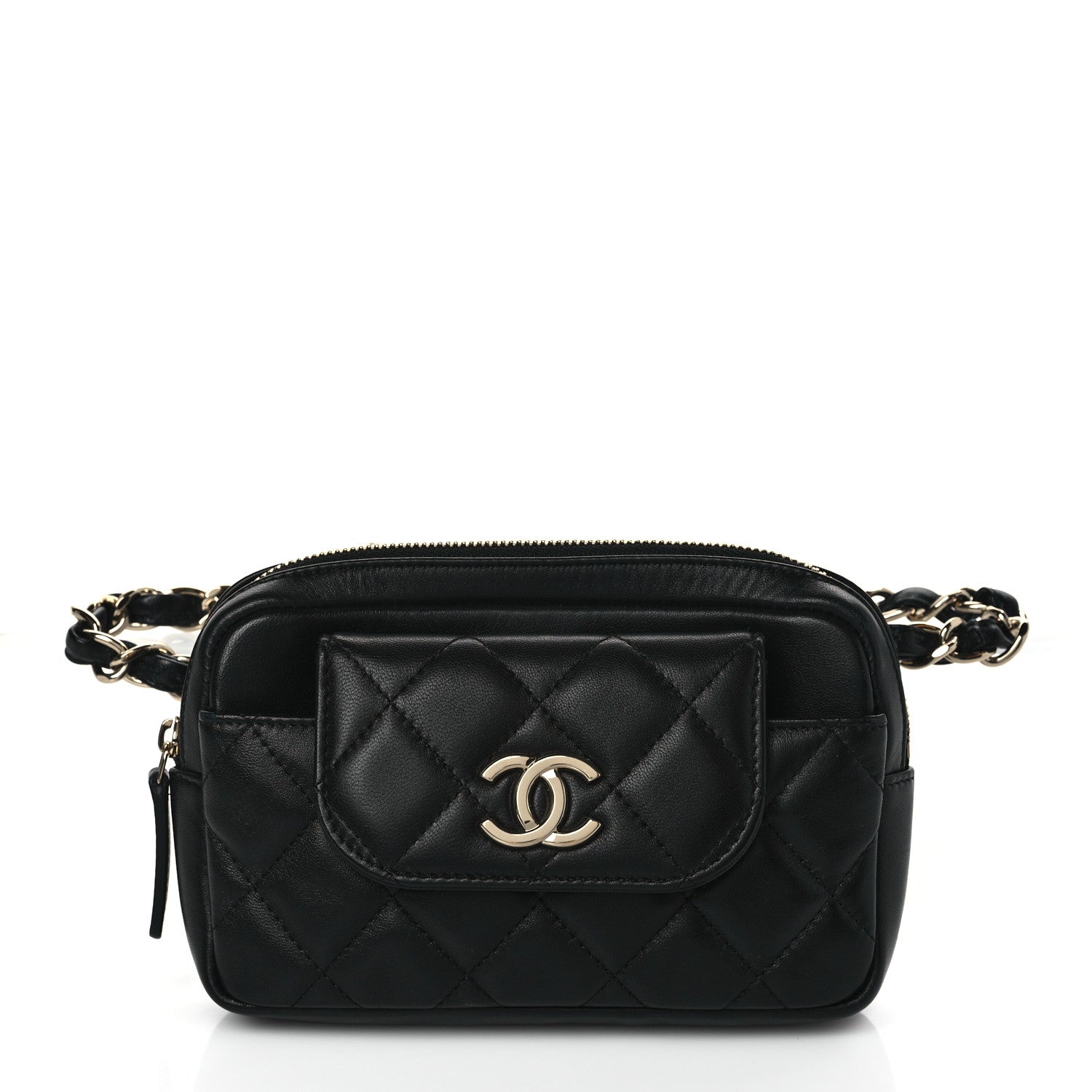 Chanel Lambskin Quilted Waist Bag With Pouch Black 1 of 10