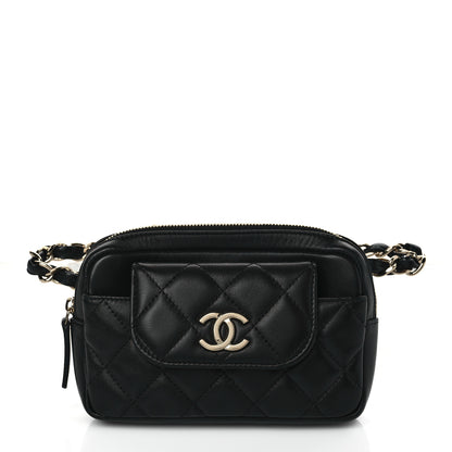 Chanel Lambskin Quilted Waist Bag With Pouch Black 1 of 10