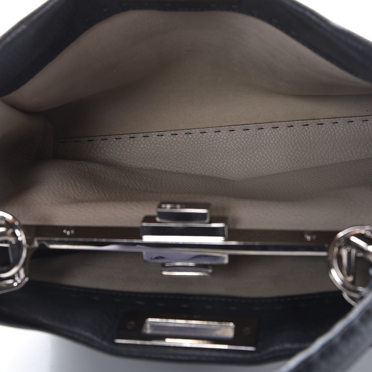 Fendi Cuoio Romano Selleria Bi-Color Medium Peekaboo Iconic Satchel Asfalto Latte 9 of 11