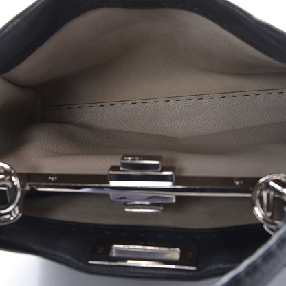 Fendi Cuoio Romano Selleria Bi-Color Medium Peekaboo Iconic Satchel Asfalto Latte 9 of 11