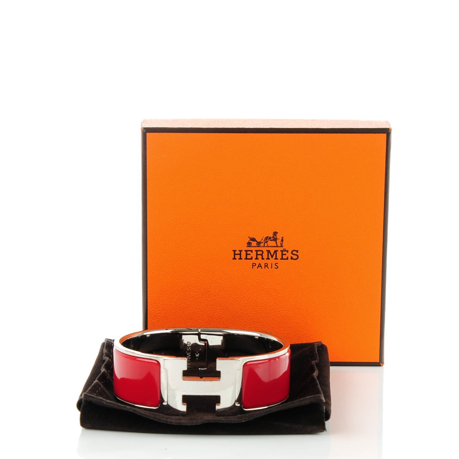 Hermes Enamel Wide Clic Clac H Bracelet PM Rouge 6 of 6