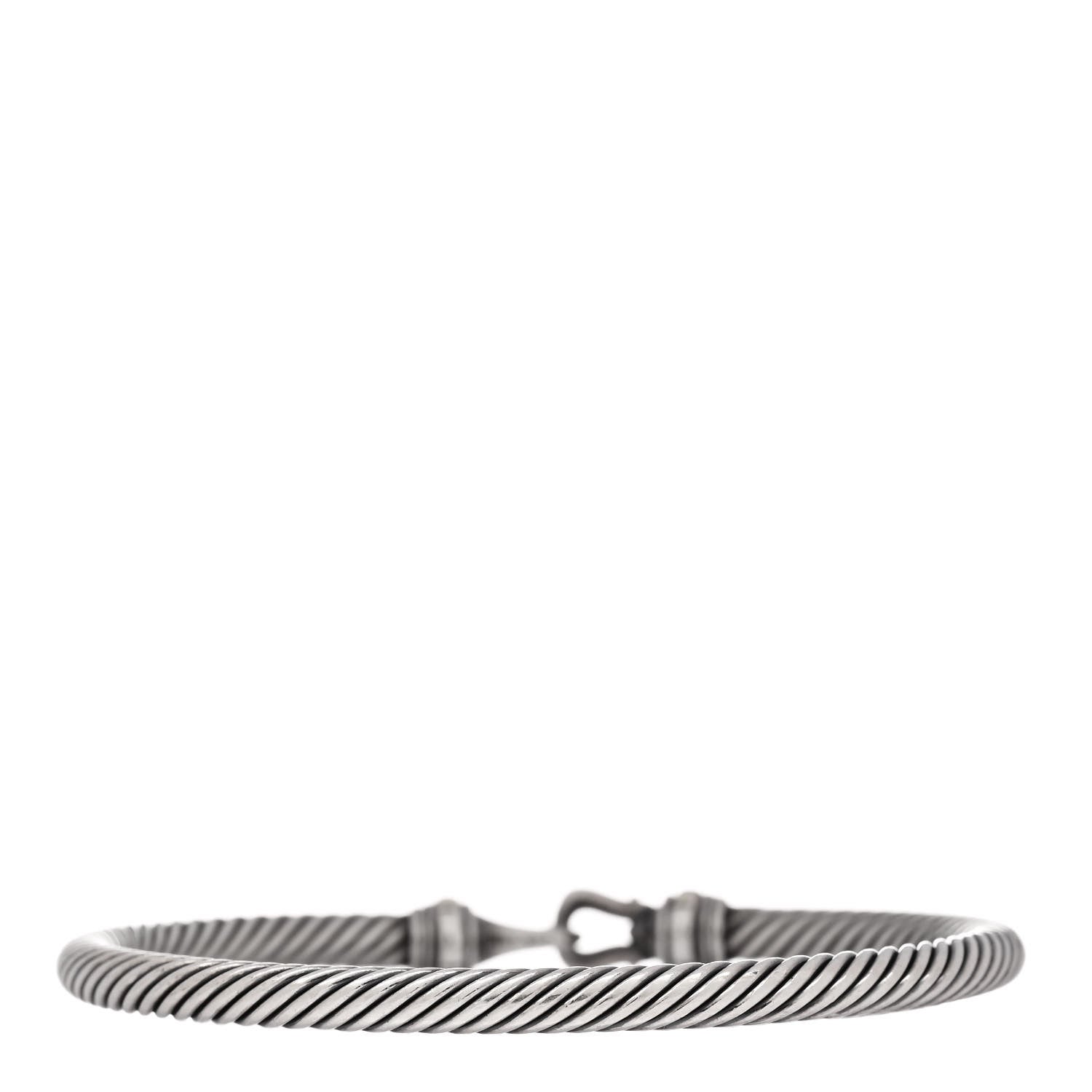 David Yurman Sterling Silver 14K Yellow Gold 4mm Cable Classic Buckle Bracelet 2 of 3