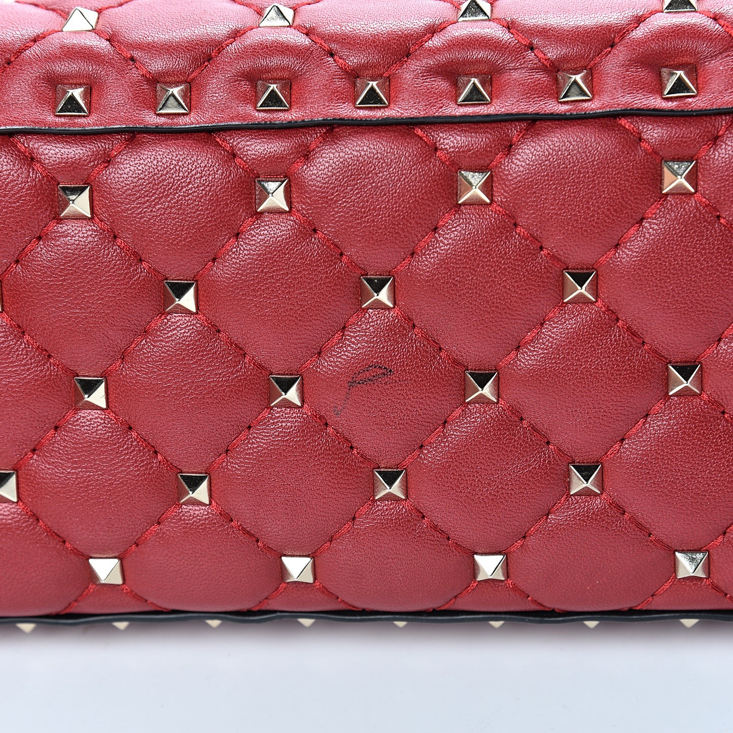 Lambskin Large Rockstud Spike Shoulder Bag Red