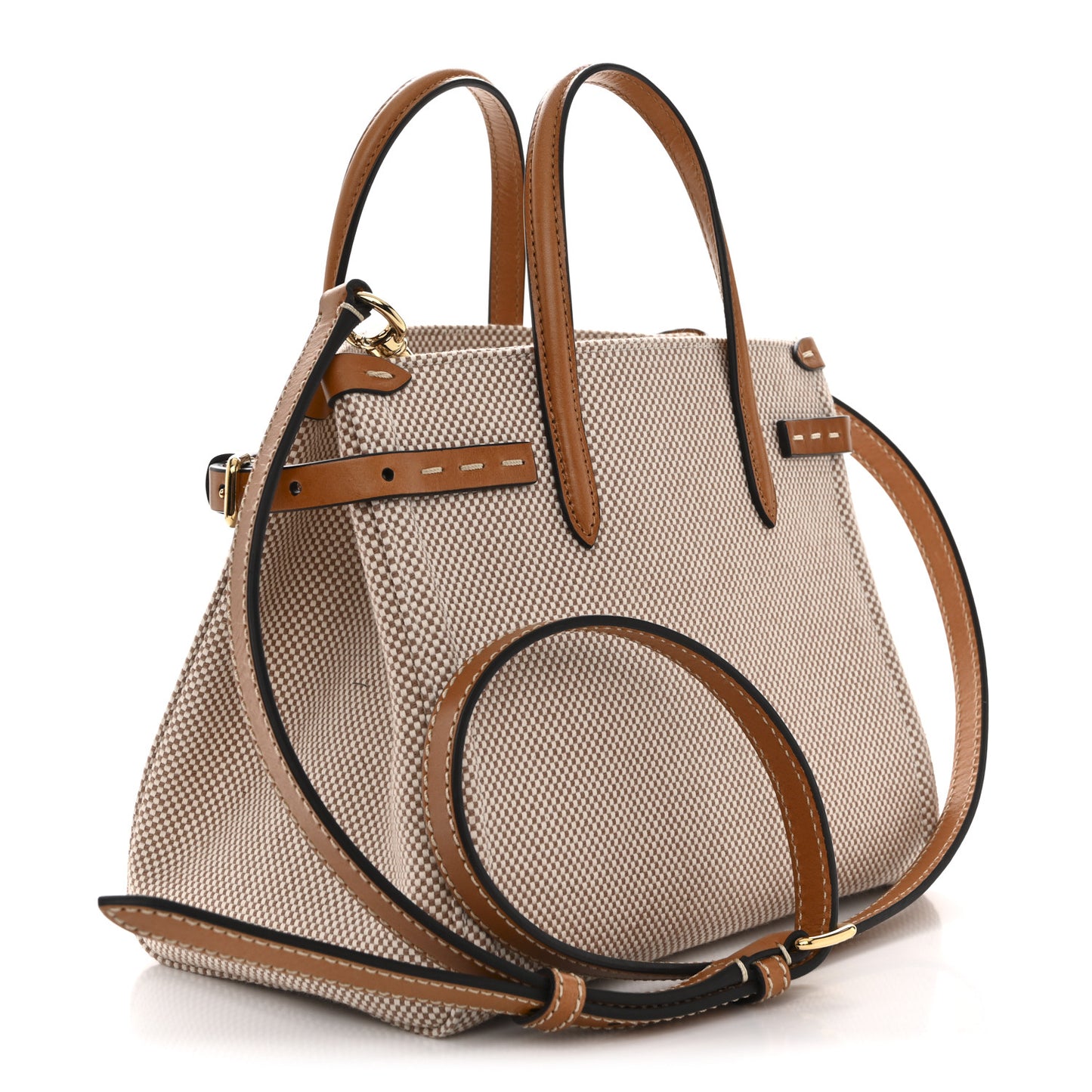 Cotton Canvas Calfskin Vlogo Small Antibes Tote Naturale Tobacco