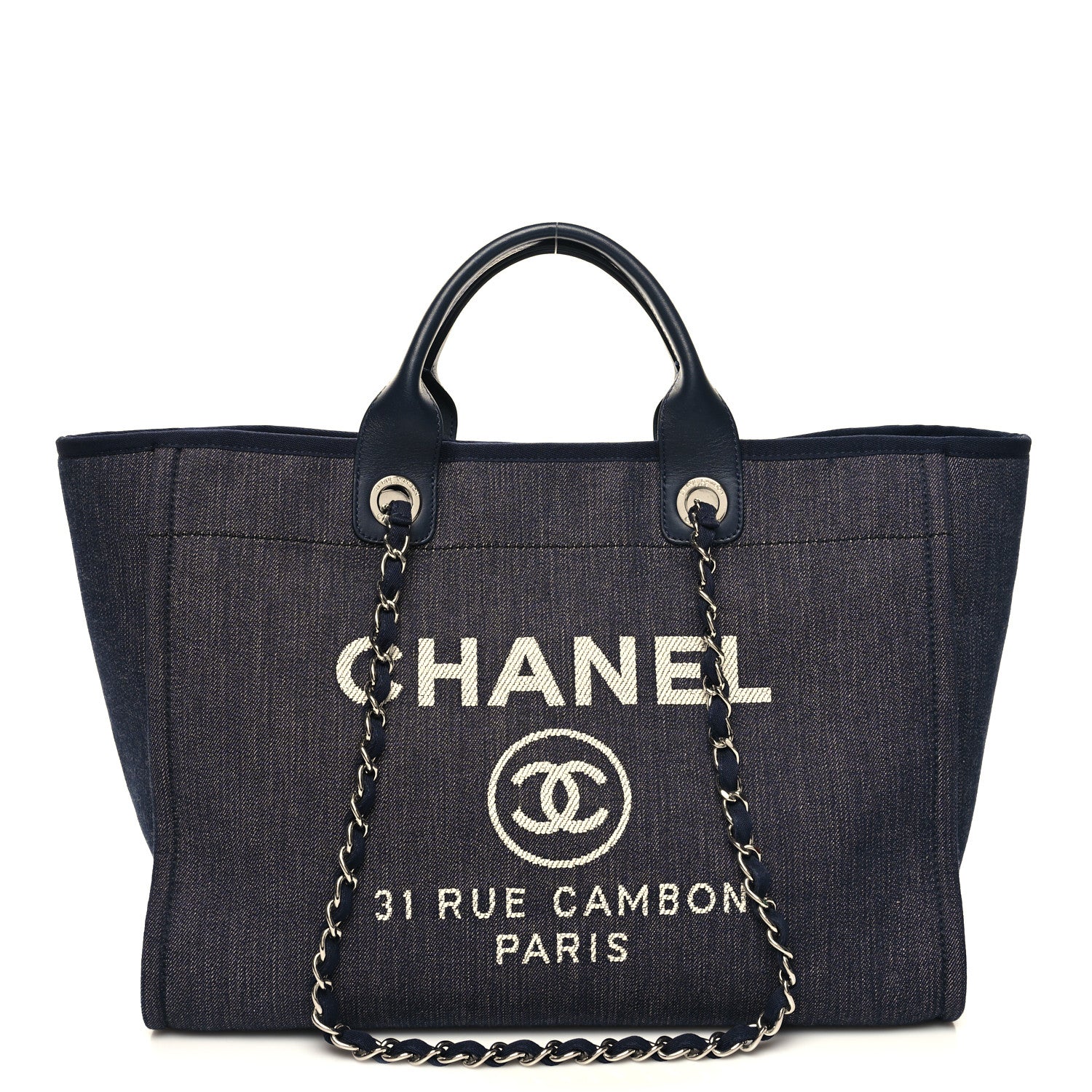 Chanel Denim Medium Deauville Tote Dark Blue 1 of 12