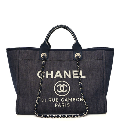 Chanel Denim Medium Deauville Tote Dark Blue 1 of 12