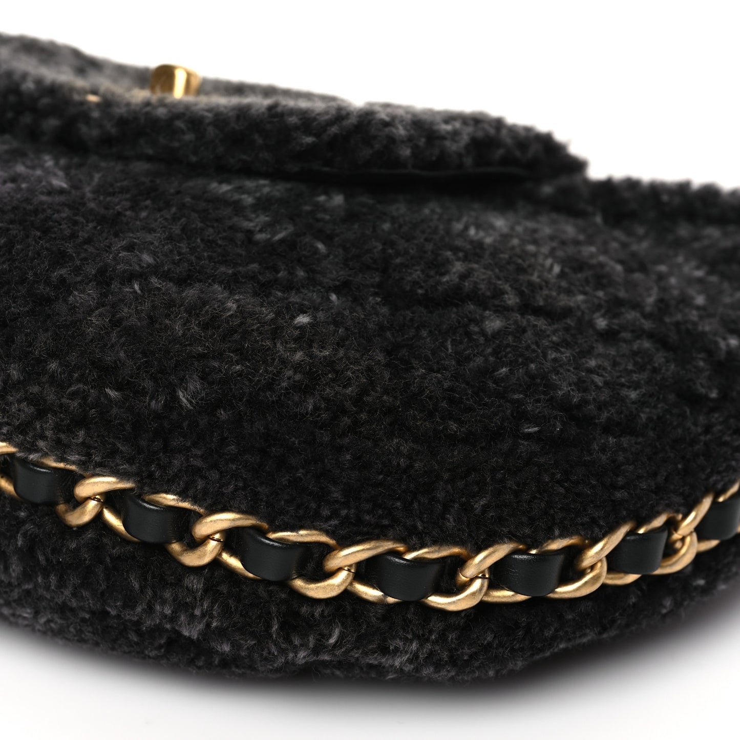 Shearling Quilted Hobo Black