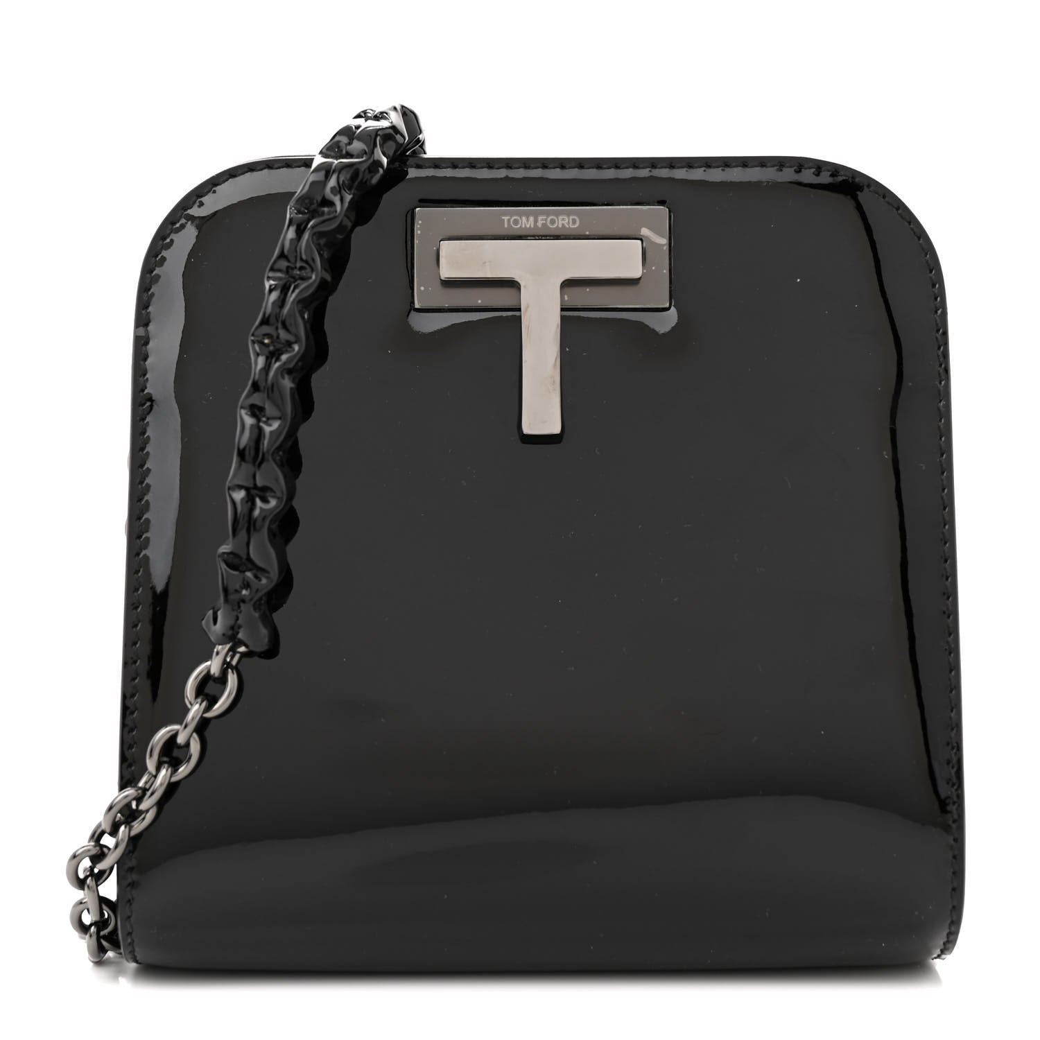 Tom Ford Patent Cosmo T Lock Chain Bag Black 1 of 10