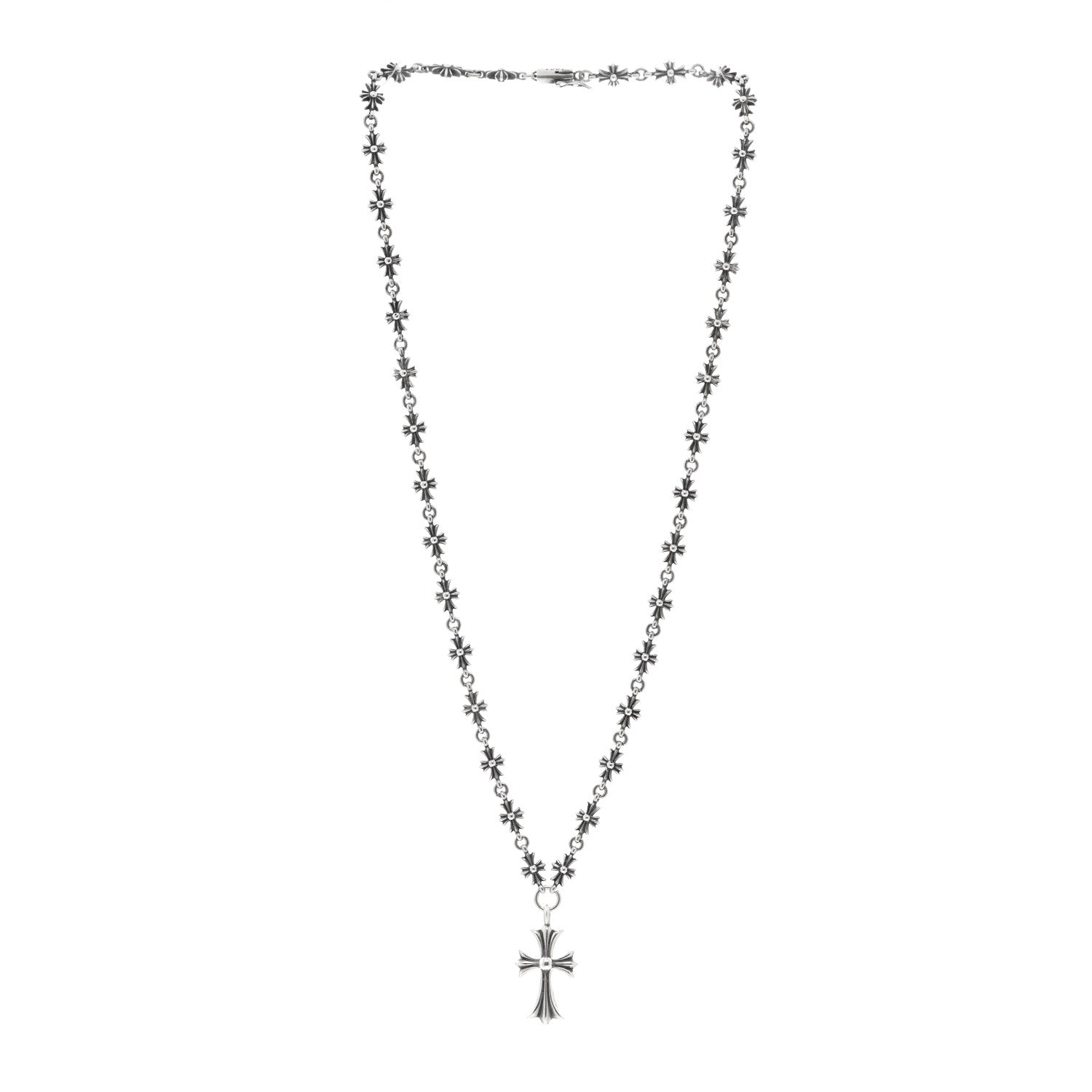 Chrome Hearts Sterling Silver Cross Pendant Tiny Cross Chain Necklace 3 of 4