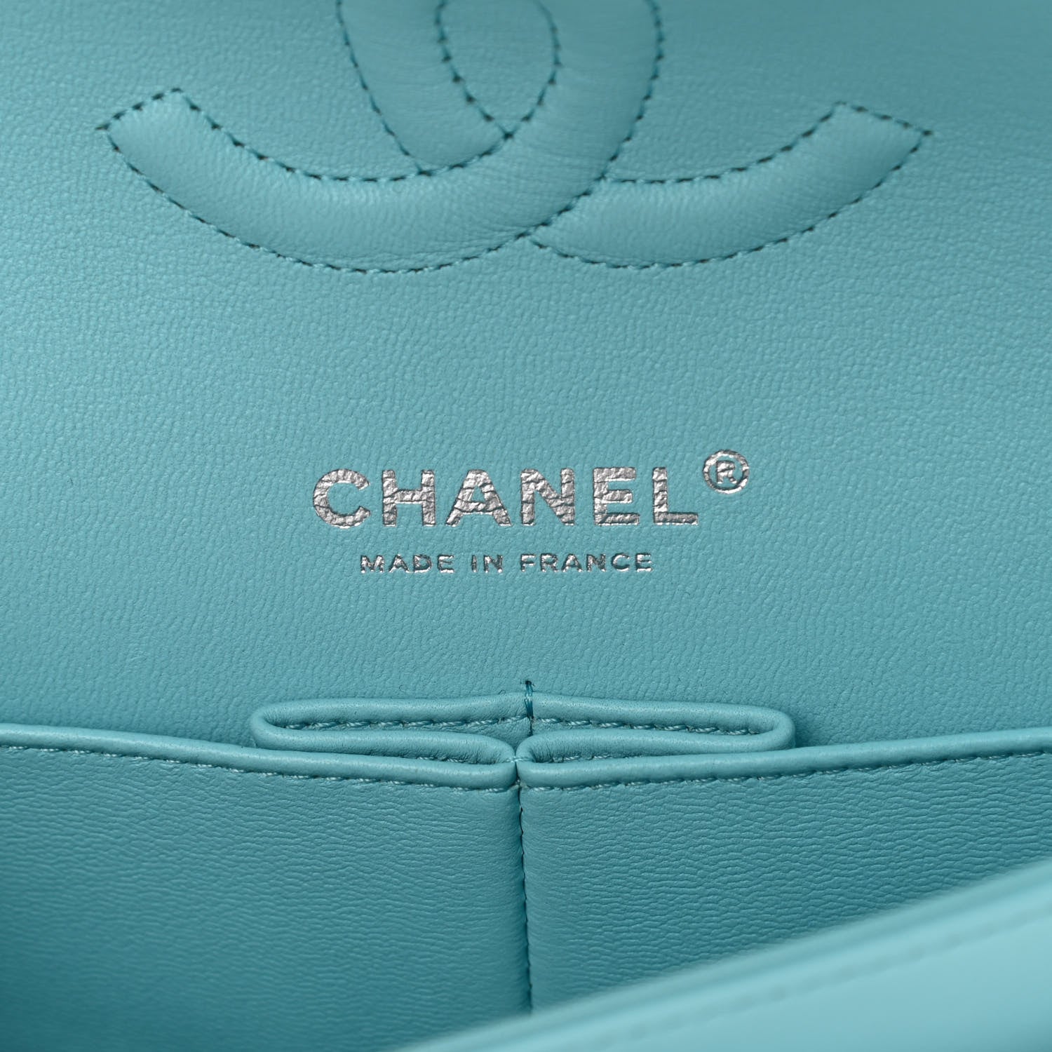 Chanel Lambskin Quilted Medium Double Flap Light Blue 6 of 12