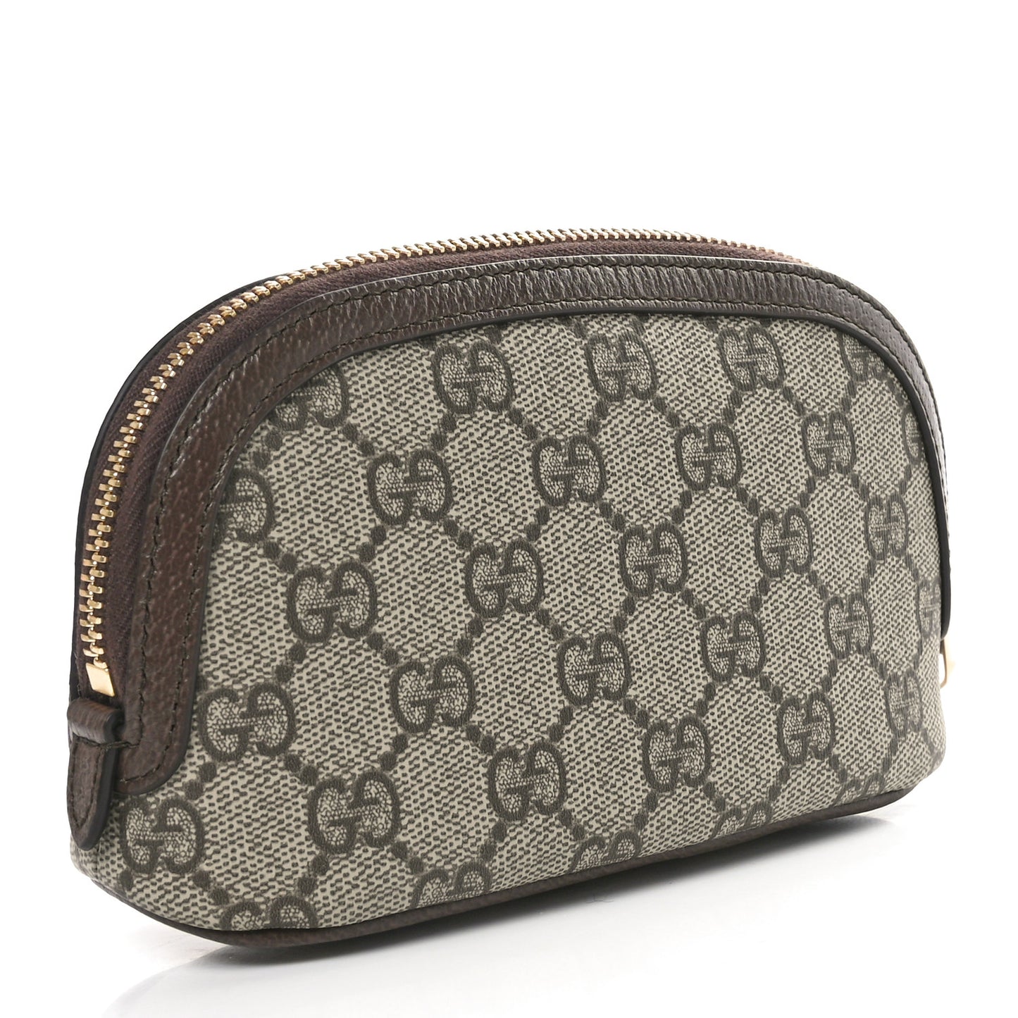 GG Supreme Monogram Textured Calfskin Web Medium Ophidia Cosmetic Case Beige Ebony New Acero