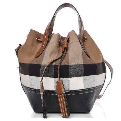 Burberry Canvas Mega Check Small Bucket Tan 1 of 8