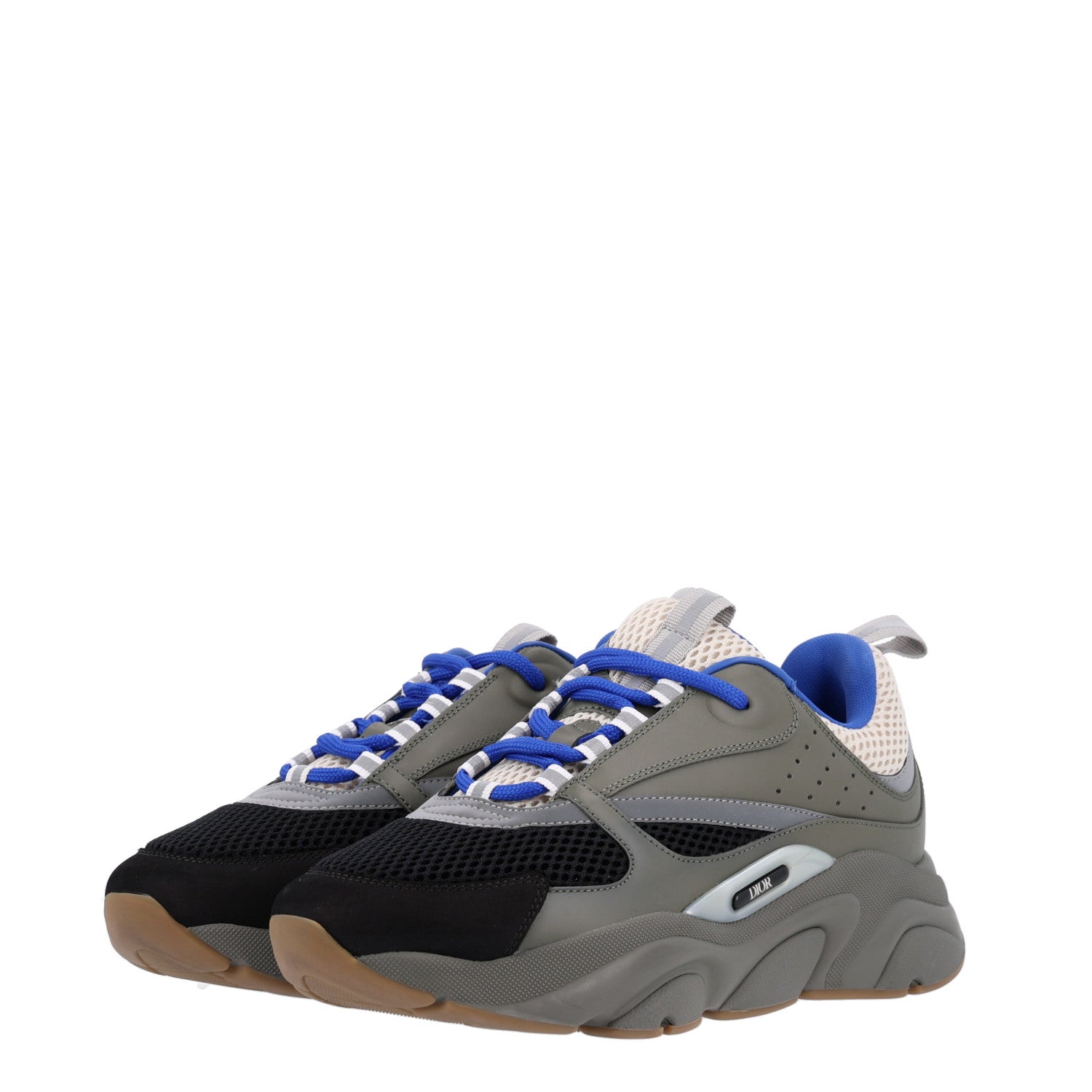 Christian Dior Technical Mesh Calfskin Mens B22 Sneakers 41 Olive Green Black White Grey 3 of 8