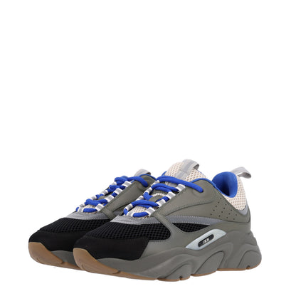 Christian Dior Technical Mesh Calfskin Mens B22 Sneakers 41 Olive Green Black White Grey 3 of 8