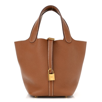 Hermes Taurillon Clemence Picotin Lock 18 PM Gold 1 of 12