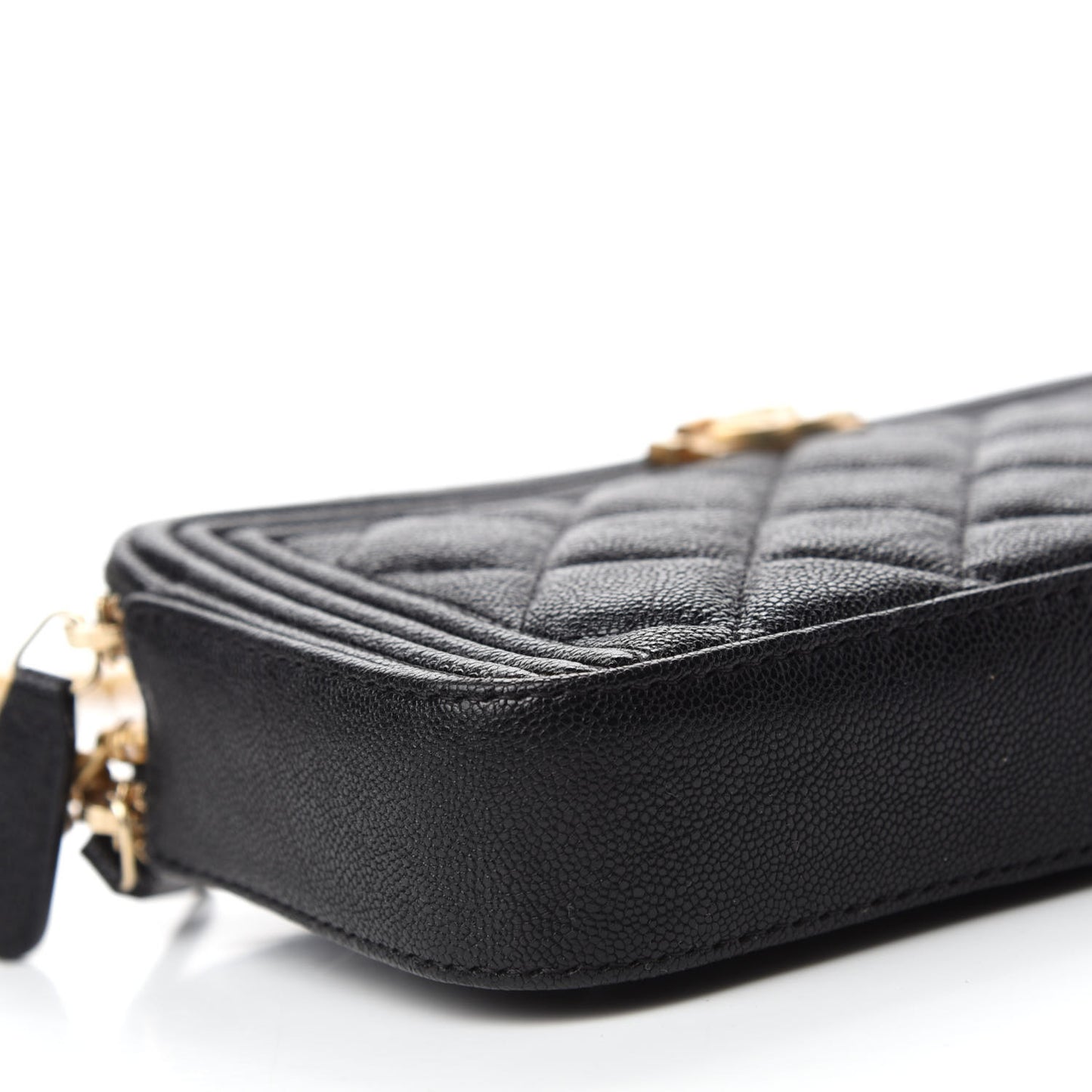Caviar Quilted Small Boy Clutch With Chain Black
