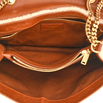 Saint Laurent Shearling Medium Loulou Shoulder Bag Natural 5 of 13